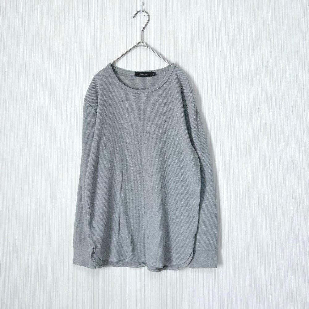 Afree Long Sleeve T-Shirt Cut and Sew Gray M Waffle Simple
